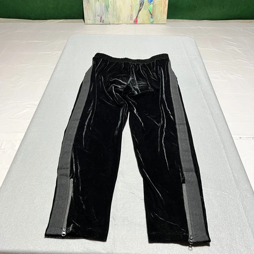 Volcom Mens Black Velvet Track Pants Grey Side Stripe Ankle Zip Small B1141703